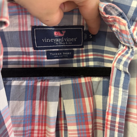 Vineyard Vines Men's Tucker Blue and Red Plaid Shirt Small - Picture 3 of 6